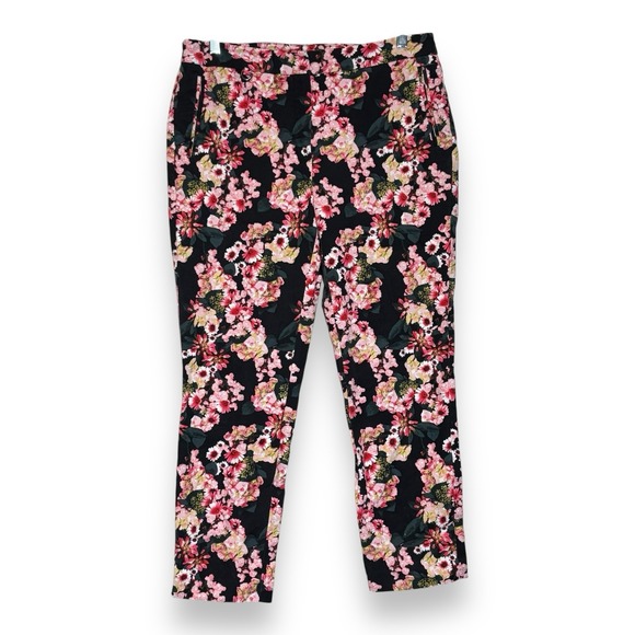 Adrianna Papell Capris Pants Floral Women's Stretch Sz 10 - Picture 1 of 5